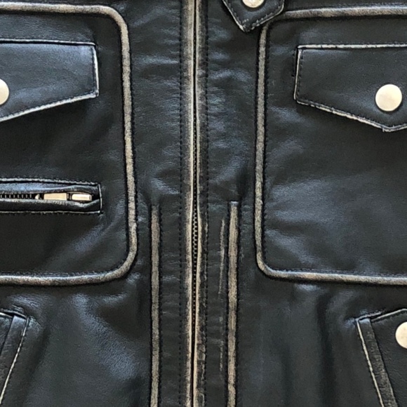 Leather Biker Jacket, Skotts, Vintage, Moto Jacket, Black, Distressed, Size S - Picture 7 of 16